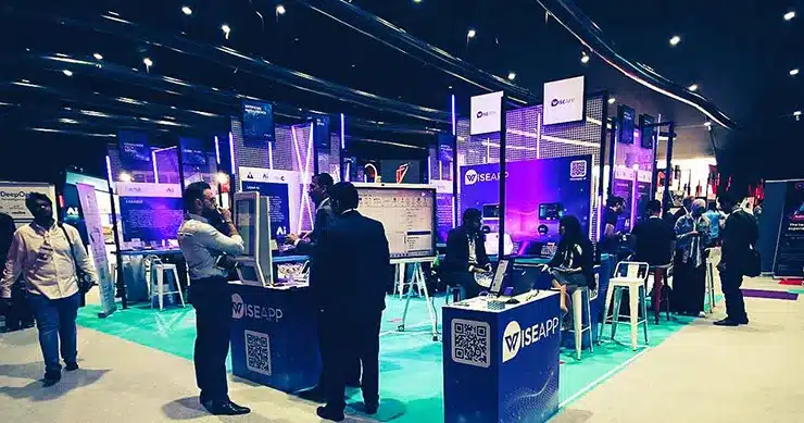 An image displaying various trade show interactive elements