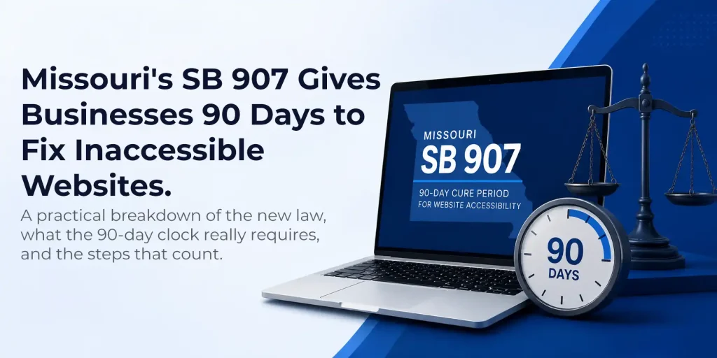 An image showing Missouri Website Accessibility Law SB907 Gives Businesses 90 Days to Fix Inaccessible Websites
