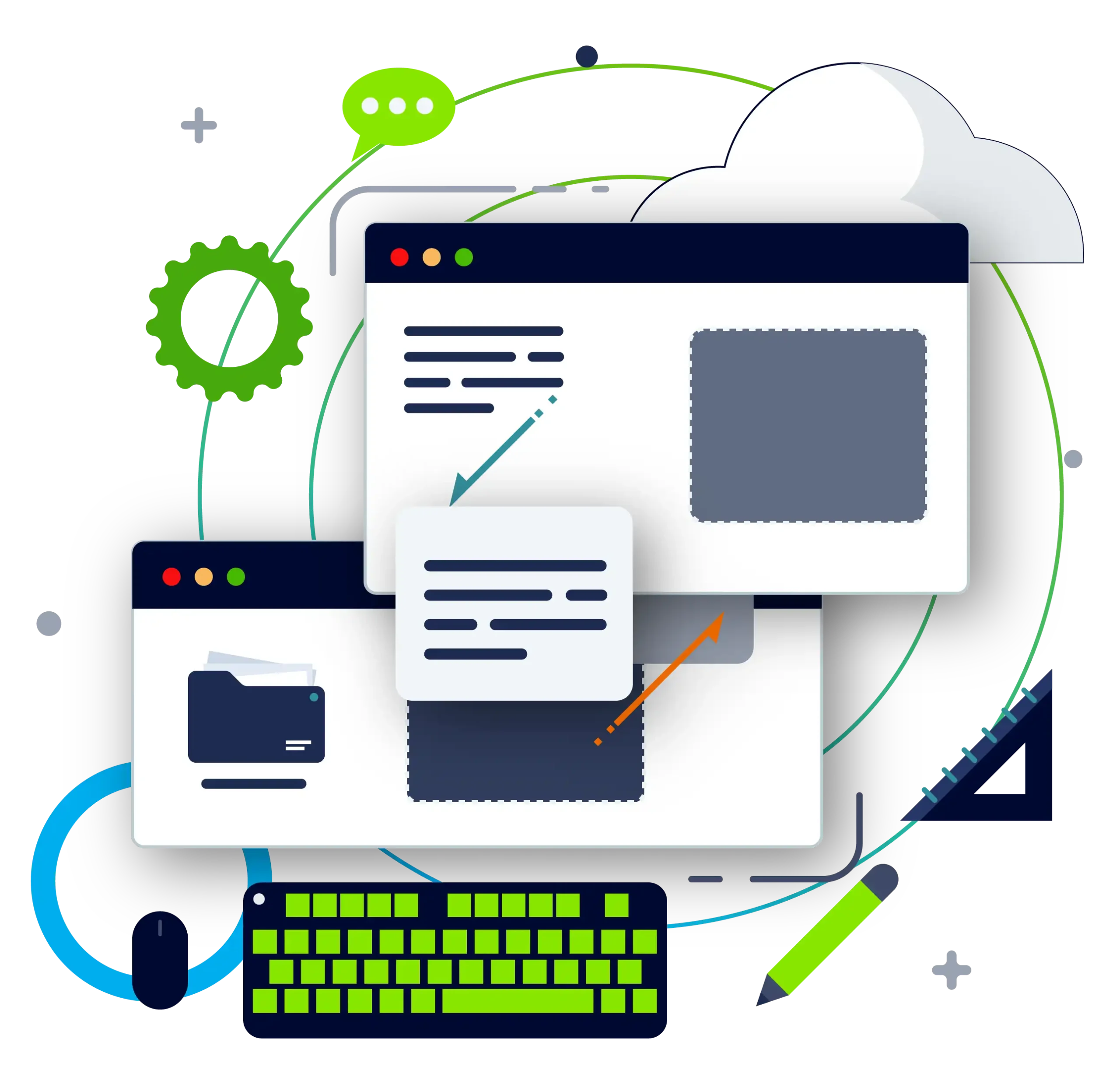 website care support content update vector illustration