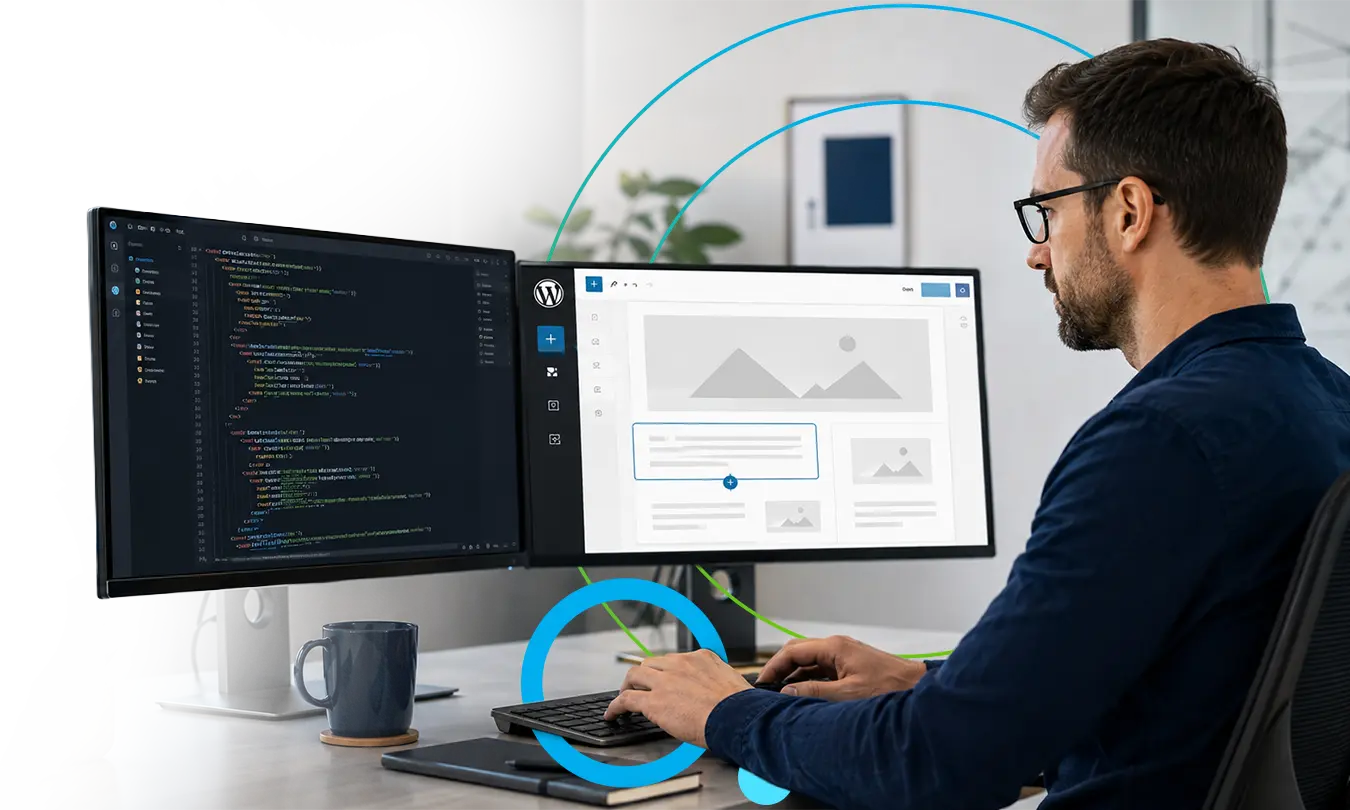 Wordpress developer coding custom website layout